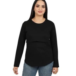 Pull-d-allaitement-manches-longues-BebeMam-noir profil pull d'allaitement bebemam noir