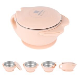 warm-bowl-stainless-steel-400ml-cat-pink stainless steel bol 400 ml cat kikkaboo