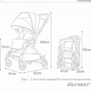 poussette-reversible-compacte-ubest-66 dimensions poussette cabine réversible ubest
