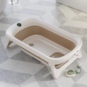 pratique baignoire pliable avec thermomètre marron