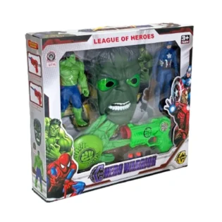 emballage figurines et masque hulk vert
