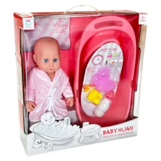 Poupee-bebe-avec-baignoire-Baby-Huan-rose statut poupée bébé avec baignoire rose
