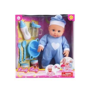 Poupee-bebe-avec-accessoires-d-alimentation-Defa-bleu jolie poupée bébé avec accessoires bleu