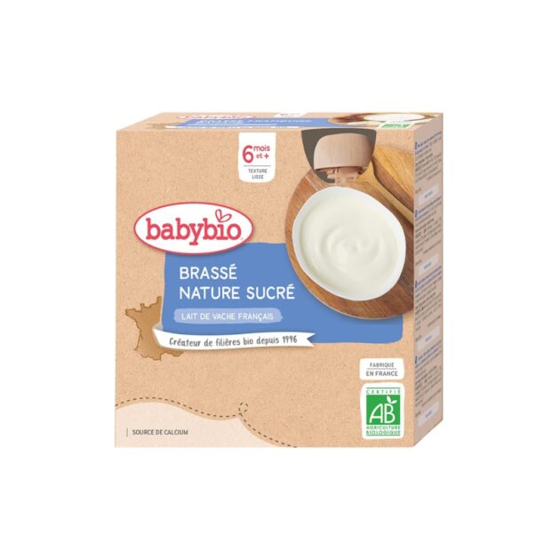 Babybio brassé nature sucré au lait de vache