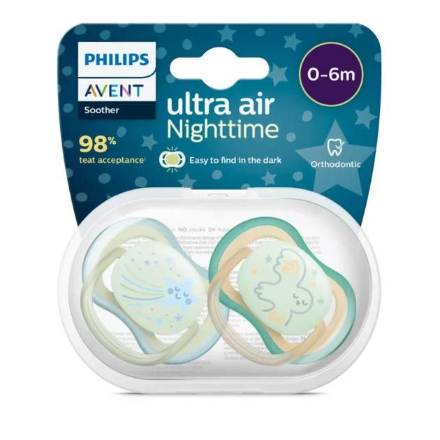 confortable lot de 2 sucettes nighttime avent