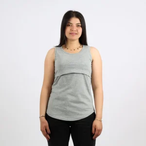Debardeur-d-allaitement-en-coton-Gris-BebeMam agréable débardeur d'allaitement coton gris