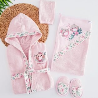 Ensemble-sortie-de-bain-4pcs-Miniworld-rose miniworld sortie de bain rose