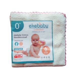 Lot-de-6-mouchoirs-en-coton-28x28cm-Ekebaby-5 6 mouchoirs en coton rose