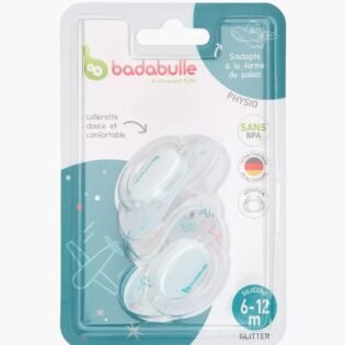 Lot-de-2-sucettes-physiologiques-6-12m-Badabulle-garcon statut sucettes physio badabulle