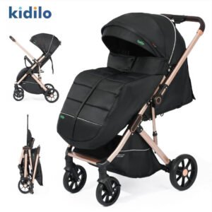 poussette-bidirectionnelle-avec-couvre-jambes-noire-1 confortable poussette réversible Z8 noire
