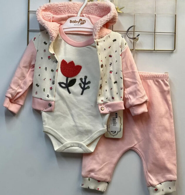 confortable ensembles 3 pcs babyim saumon