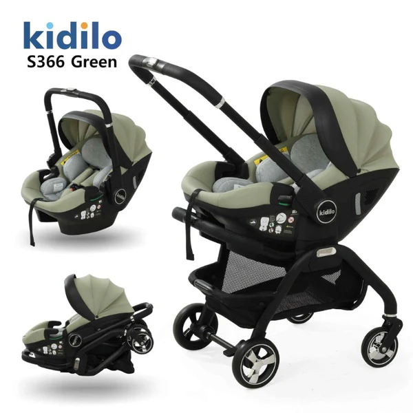 poussette-multifonctionnelle-3-en-1-kidilo-green poussette multifonctionnelle s66 green