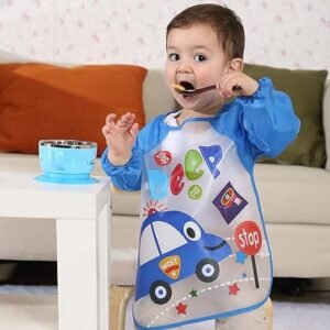 Tablier-pour-enfants-motif-voiture-bleu magnifique tablier pour enfants bleu