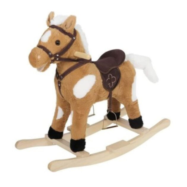 cheval à bascule en peluche marron