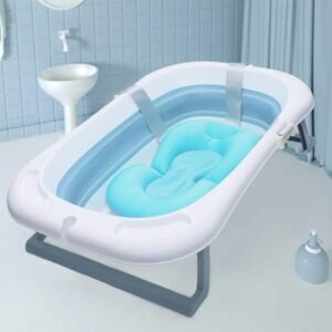 baignoire-pliable-avec-coussin-pour-bebe-bleu-1 pratique baignoire pliable bleu 1