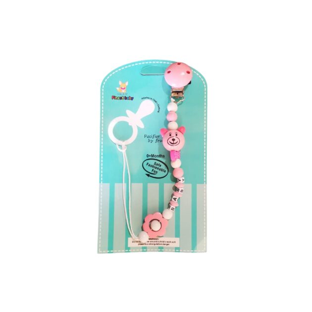 attache sucette panda rose