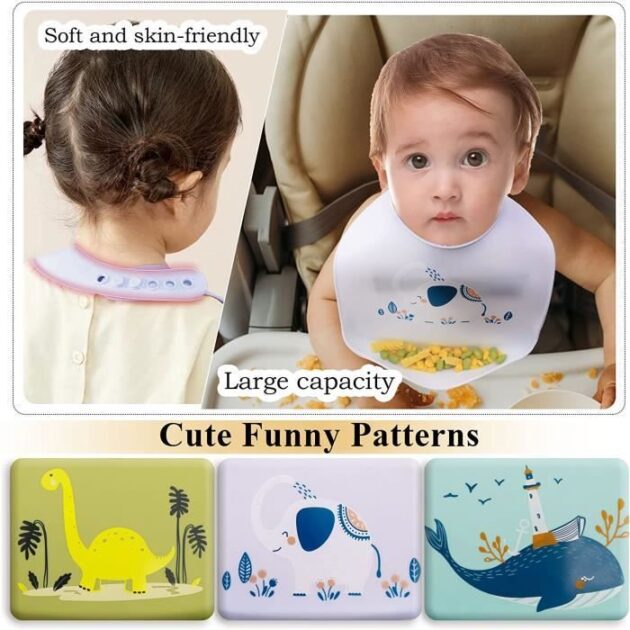 confortable bavoir en silicone motif animal