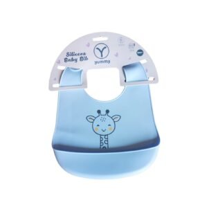 bavoir en silicone motif animal bleu