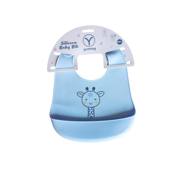 bavoir en silicone motif animal bleu