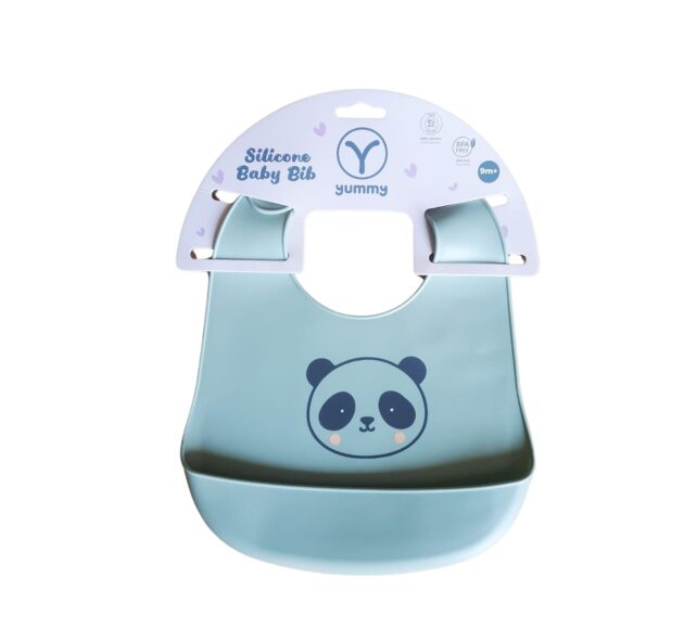 bavoir en silicone motif animal vert