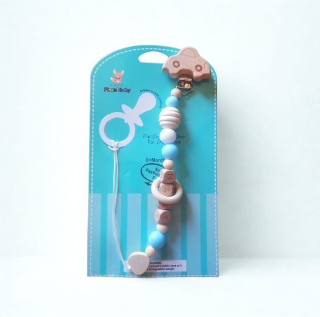 attache-sucette-en-bois-et-silicone-finest-baby-BLEU-C attache sucette finest baby bleu clair