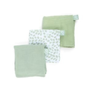 lot de 3 mousselines mini leaves green