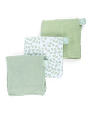 lot de 3 mousselines mini leaves green