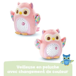 veilleuse lumi chouette rose pratique