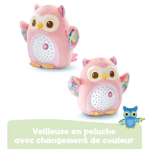 veilleuse lumi chouette rose pratique