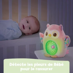 veilleuse lumi chouette rose réconfortante