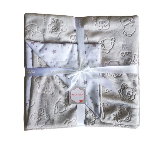 couverture-douce-ourson-110-x-140cm-naf-naf-1 couverture naf naf ourson grise