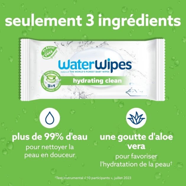 lingettes hydrating clean waterwipes x 48