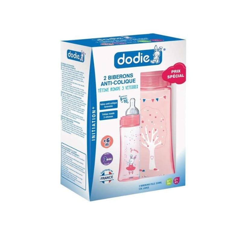 emballage lot de 2 biberons anti-colique 330ml