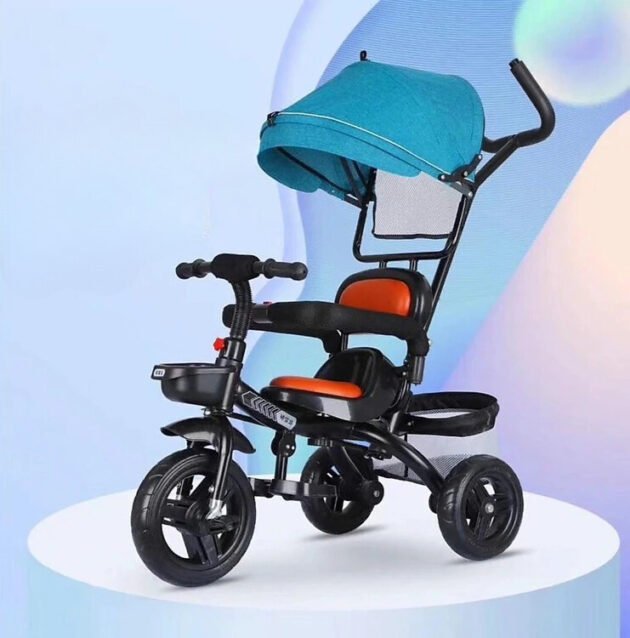 tricycle-pliable-4-en-1-pour-enfants-bleu- tricycle 4 en 1 bleu