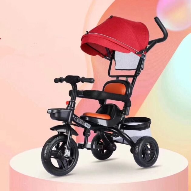 tricycle-pliable-4-en-1-pour-enfants-rouge-1 confortable tricycle 4 en 1