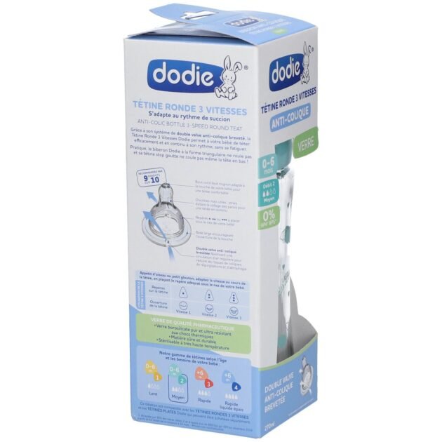 Biberon Verre Tétine Rond 270ml - Dodie