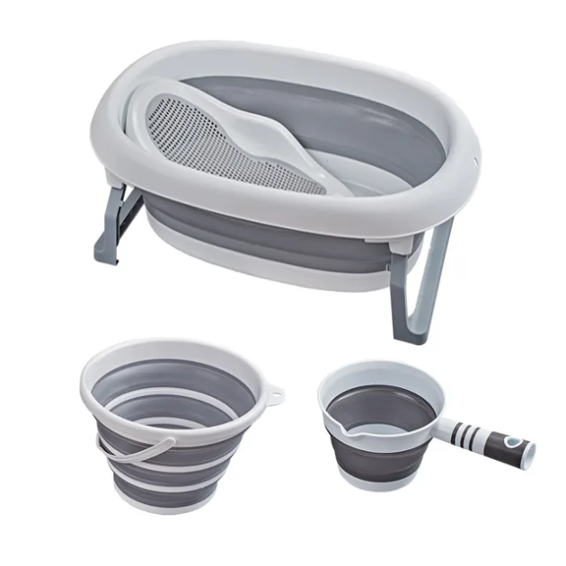 ensemble de baignoire - baby queenix Set Baignoire Pliable avec thermomètre et filet de bain - Bo Wen