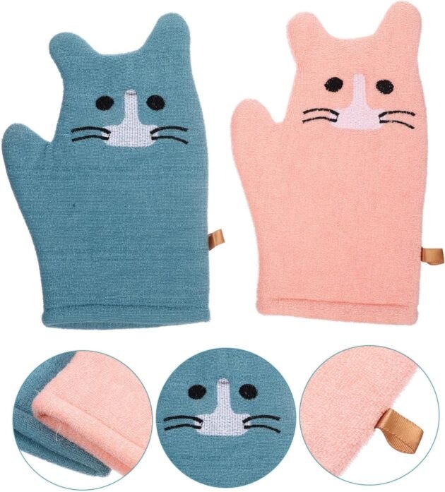 gants-de-bain-doux-forme-chat-1 gant de bain doux 1