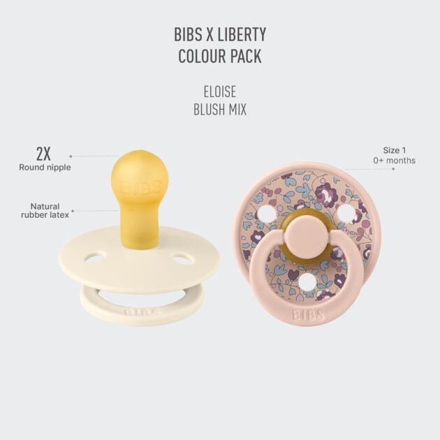lot de 2 tétines en caoutchouc naturel - bibs x liberty Lot De 2 Sucettes Pour Bébé En Caoutchouc Naturel - Bibs x Liberty 0-6 mois