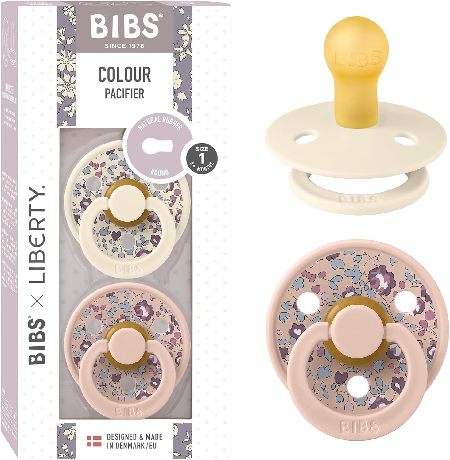 Lot De 2 Sucettes Pour Bébé En Caoutchouc Naturel - Bibs x Liberty 0-6 mois
