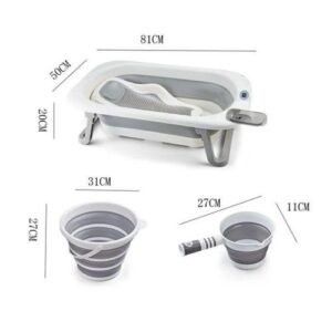 dimension ensemble baignoire pliable 4piéces - baby queenix Set Baignoire Pliable avec thermomètre et filet de bain - Bo Wen