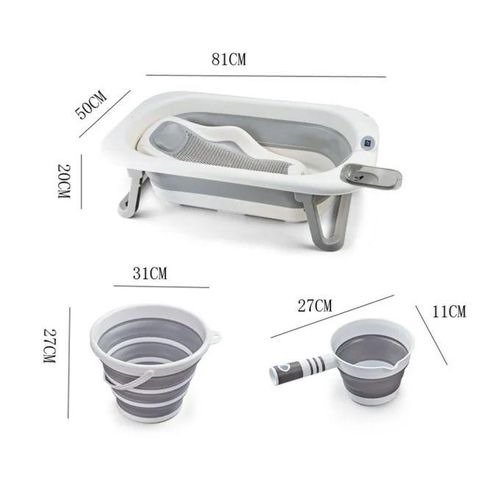 dimension ensemble baignoire pliable 4piéces - baby queenix Set Baignoire Pliable avec thermomètre et filet de bain - Bo Wen