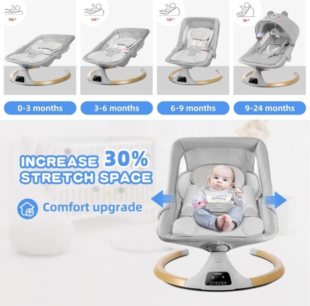 Balancelle 3en1 Avec Bluetooth Et télécommande - Bobi Long