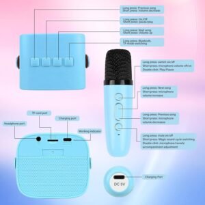 Haut-Parleur Karaoké Bluetooth et 2 Microphone Sans Fil
