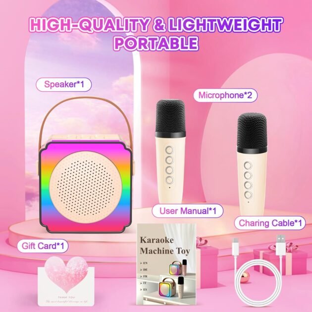 Haut-Parleur Karaoké Bluetooth et 2 Microphone Sans Fil