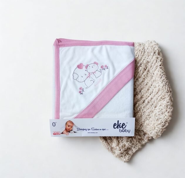 profil cap de bain rose 100% cotton - eke baby Cape de Bain Rose 100% Coton - EkeBaby