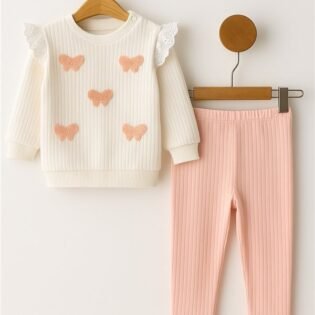 Ensemble De Vêtement Motif Papillons Brodé - Nikuby