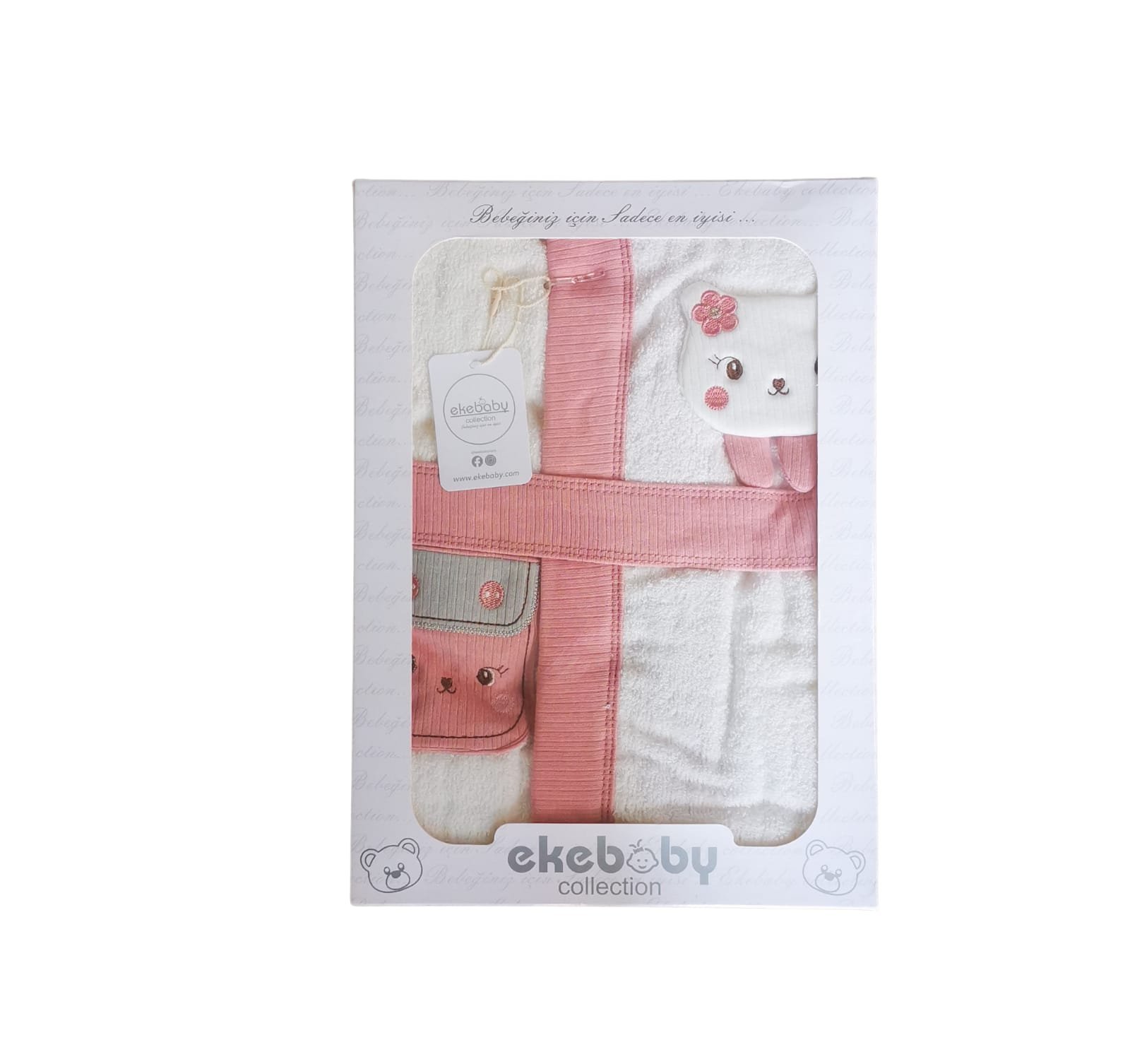 Sortie de bain 100% Coton Anti Allergique Motif Chaton - Ekebaby