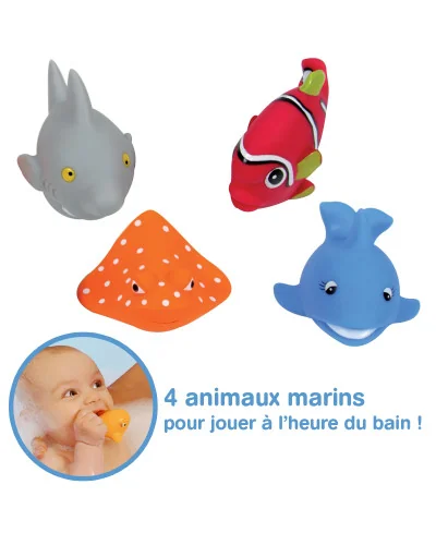 Lot de 4 Aspergeurs "Poisson" Jouets de Bain - Ludi