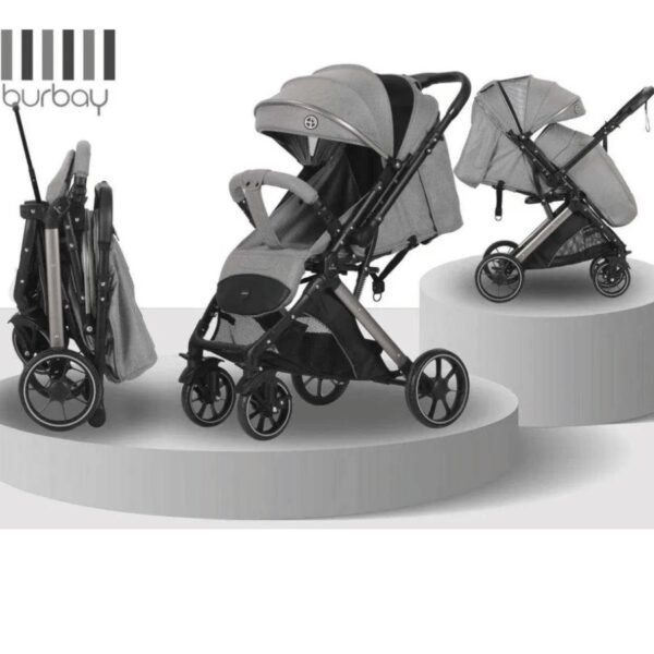 poussette-reversible-couvre-jambes-burbay-grise 2 Poussette réversible avec couvre-jambes - Burbay